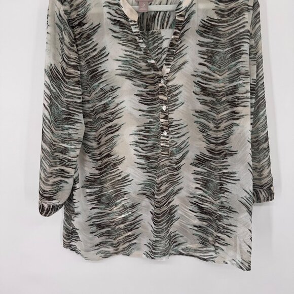 Chicos 3 Womens Zebra Print Button-Front Tunic Top Size XL  Long Sleeve - Picture 6 of 11